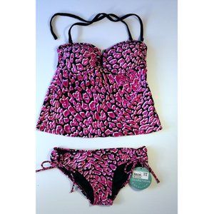 Small Tankin Set Top Bottom 2-piece Pink Animal Print Halter Barbie NEW